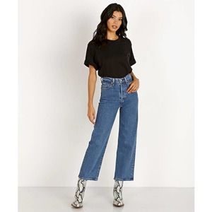 Levi's Ribcage Straight Jeans Women's 32 Premium Georgie Medium Wash High Rise